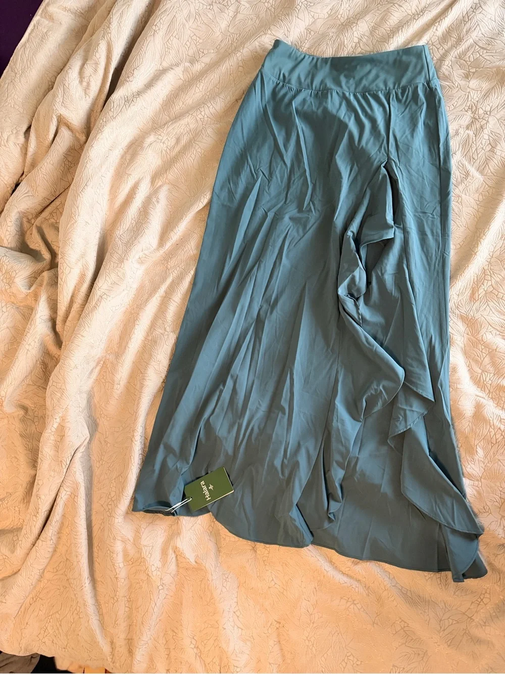 HALARA Teal Maxi Ruffle Skirt